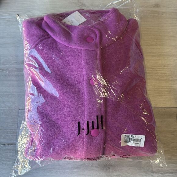 J. Jill Fit Fleece Snap Deep Pile Lined Button Jacket Pink Glow XL NWT in packag - Picture 4 of 5